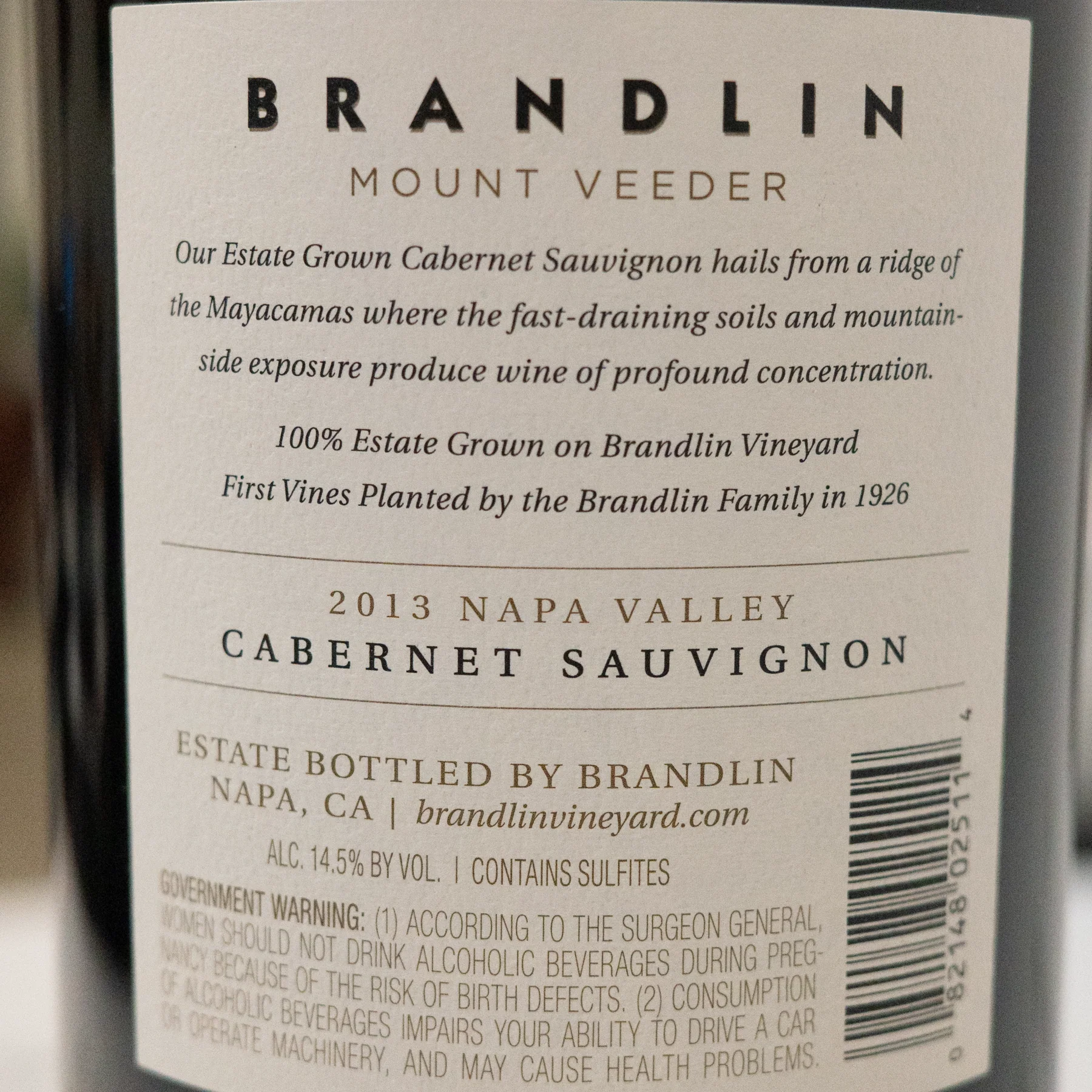 2013 Brandlin Mount Veeder Napa Valley Cabernet Sauvignon 1.5L - Image 5