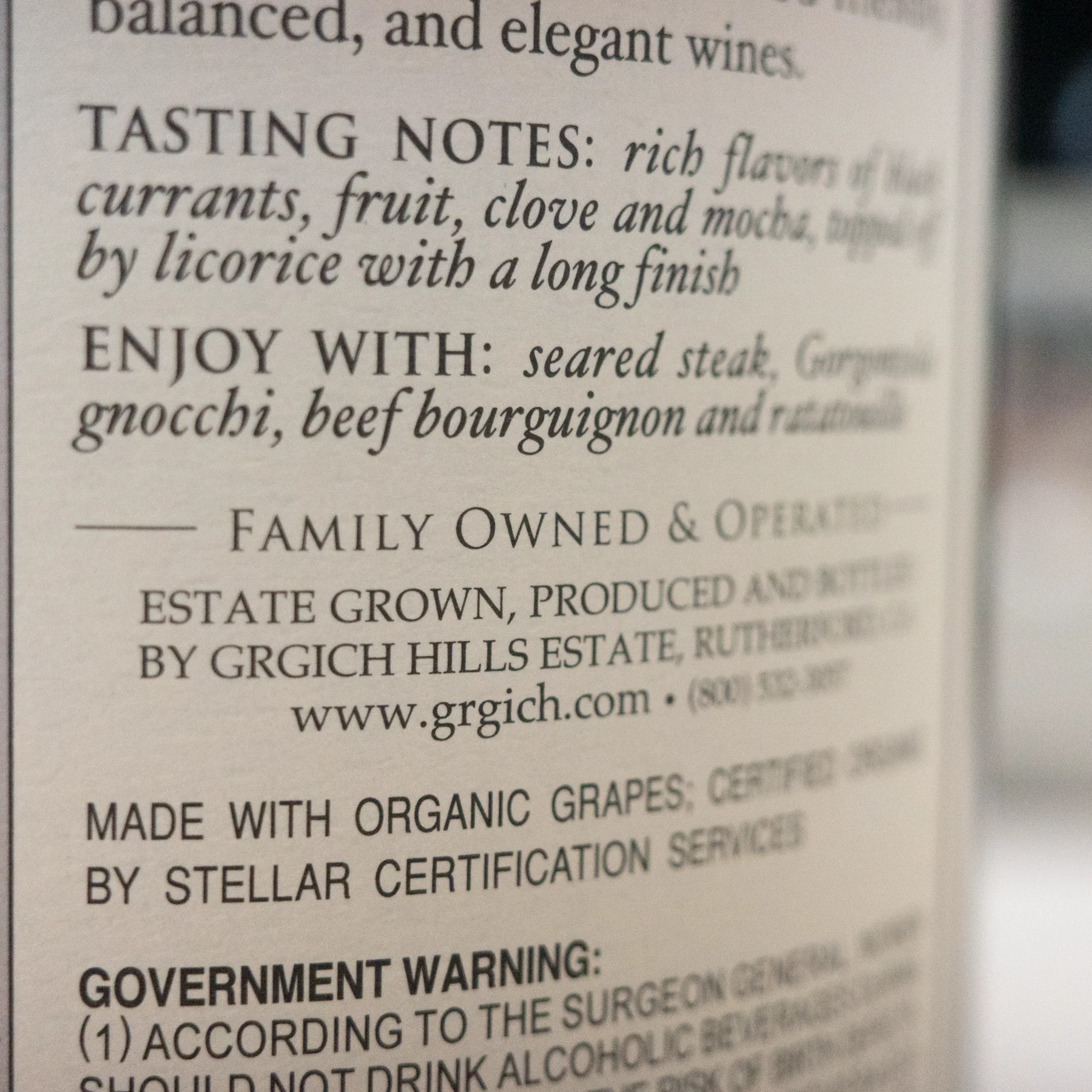 2016 Grgich Hills Estate Napa Valley Cabernet Sauvignon - Etched Bottle - Image 6